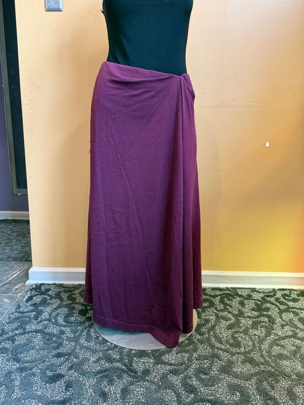 LAFAYETTE 148 NEW YORK Cotton-Silk Knit Asymmetrical Draped A-Line Midi Skirt - Picture 2 of 12